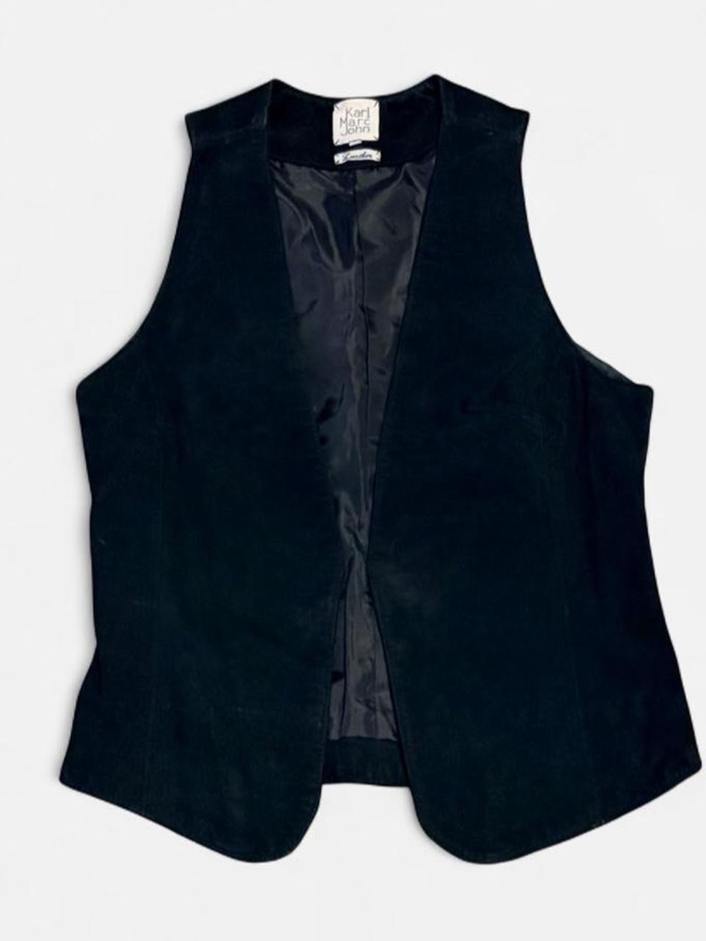 Women's Black Suede Open-Front Vest